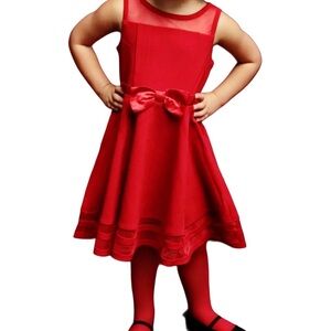 Calvin Klein Red Sleeveless Fit & Flare Satin Bow Formal Gown Dress Sz 12.5 +